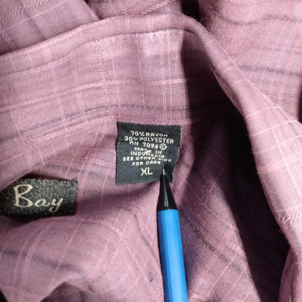 Batik Bay burgundy men's long sleeve button shirt XL - Picture 8 of 9